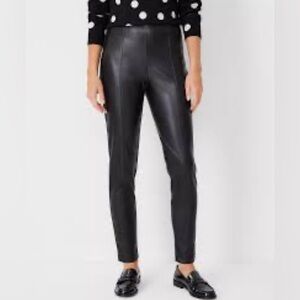 Womens NWT Ann Taylor Faux Leather Side‎ Zip Skinny High Rise Pants
